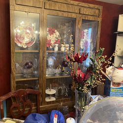 Solid Wood China Cabinet Hutch Glass Display – Dining Room Storage