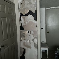 2 Big Rose Gold Paintings 