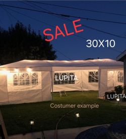 10x30 White Gazebo Wedding Party Tent Canopy With 6 Windows & 2 Sidewalls -8 (FOR SALE)