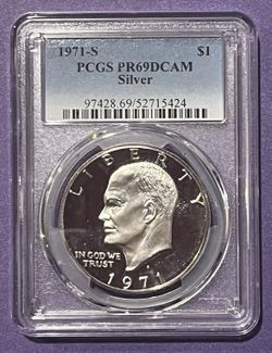 1971 S $1 Silver Ike Eisenhower Dollar Proof PCGS PR69DCAM