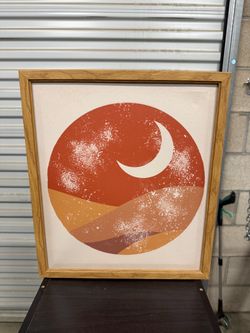 Boho Desert Moon Framed Wall Art – 15.5” x 13.5”