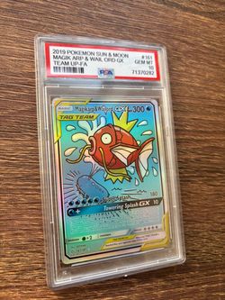 2019 POKEMON MAGIKARP & WAILORD GX #161 SUN & MOON TEAM UP FULL ART PSA 10 GM
