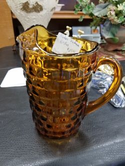 Vintage 1950s Amber glass pitcher
