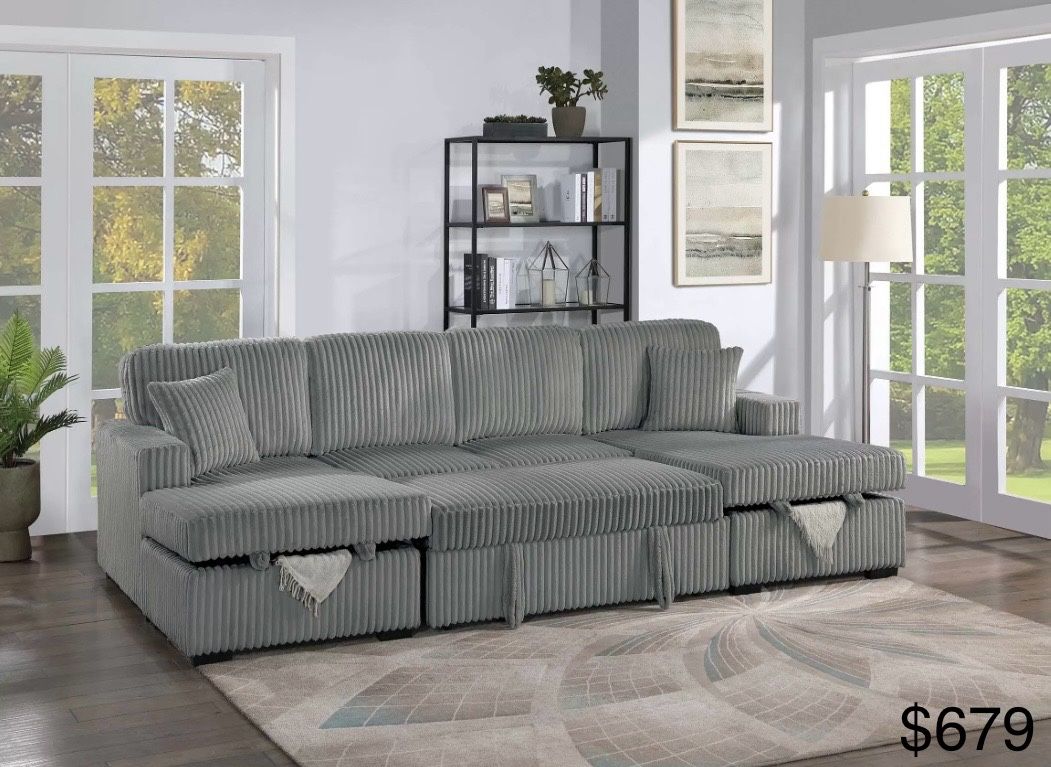 Corduroy Sectional Sleeper With Storage