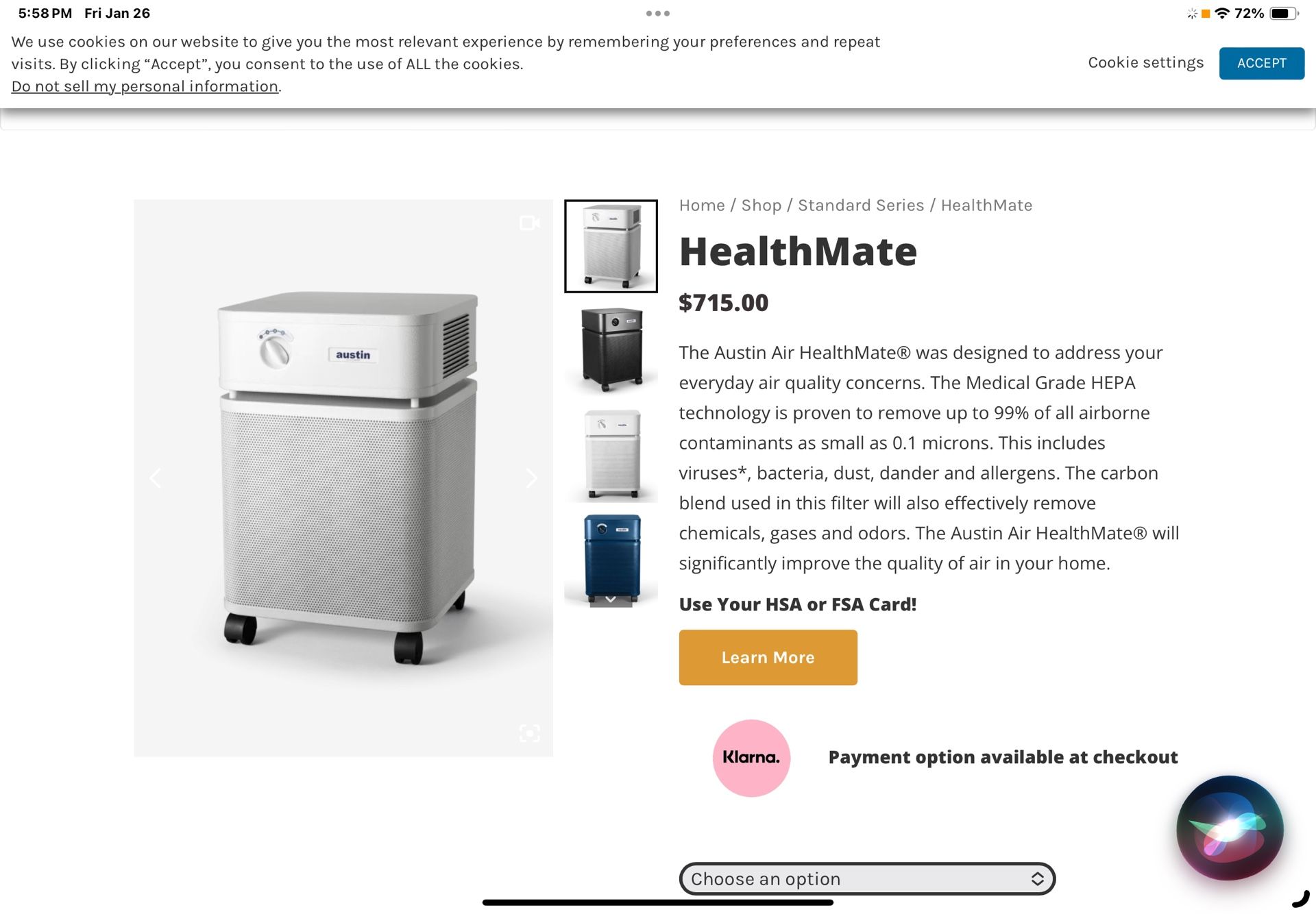 AIR PURIFIER..AUSTIN HealthMate. N.I.B.