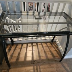 Black Metal And Glass Drafting Table Desk