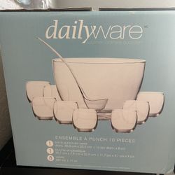 Large Glass Bowl. Does Not Include Ladle Or Cups.