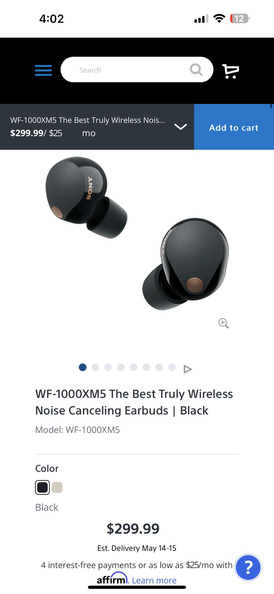 Sony WF1000XMS-Noise Cancelling Ear Buds