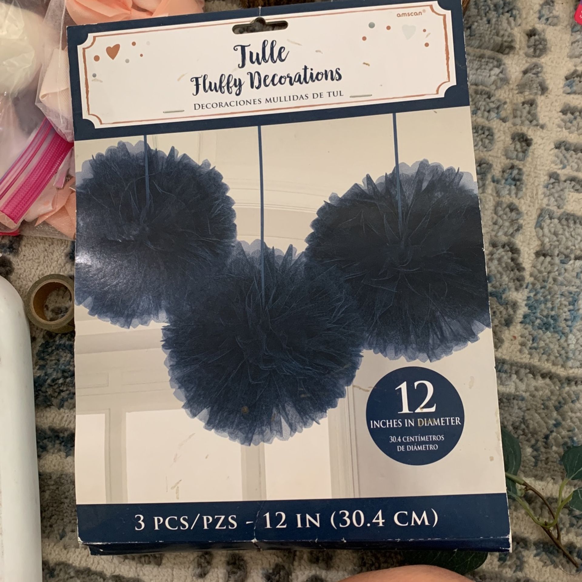 3 Fluffy Tulle Decorations New 