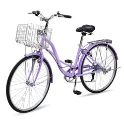 Purple womens bike with basket