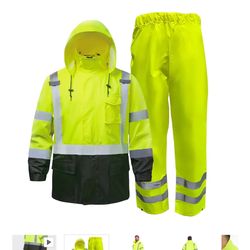 High-Visibility Rain Suit, ANSI Class 3, Lime, S/M