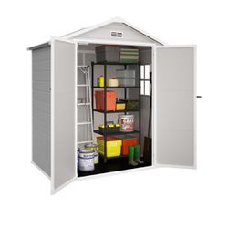 Resin 6x4 FT Outdoor Storage Shed with Floor Included,Small Plastic Shed with Window,Wood-Like Appearance,Water and UV Proof,Double Doors,Garden Tool 
