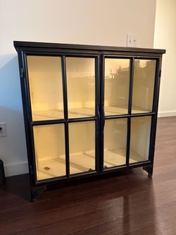 Metal and Glass Bookcase Cabinet