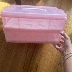 Pink Multi-tiered Cupcake Holder With Handle