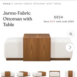 White Ottoman With Table | Poly & Bark 
