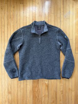 Kuhl Thor 1/4 Zip ThermoKore Wool Blend Graphite Pullover Men’s Sz. L (w/ Logo)