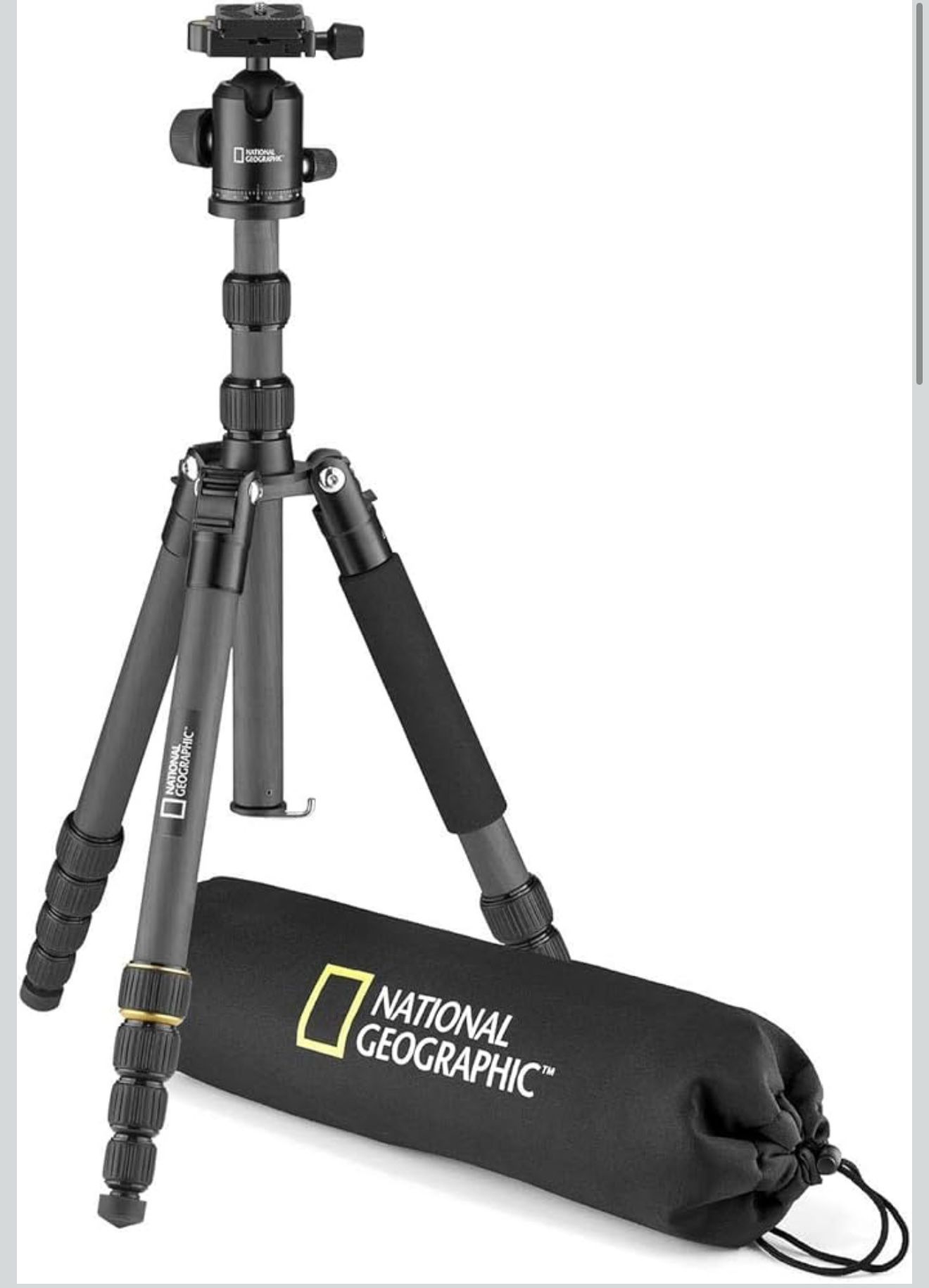 National Geographic Travel Photo Tripod Kit with Monopod, Carbon Fibre, Twist Locks, Load up 8kg, Carrying Bag, Ball Head, Quick Rele