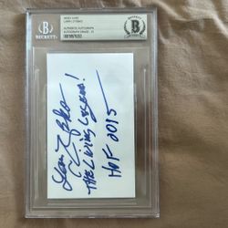 Larry Zbyszko BAS Slabbed 3x5 Index Card Autograph – Inscribed HOF