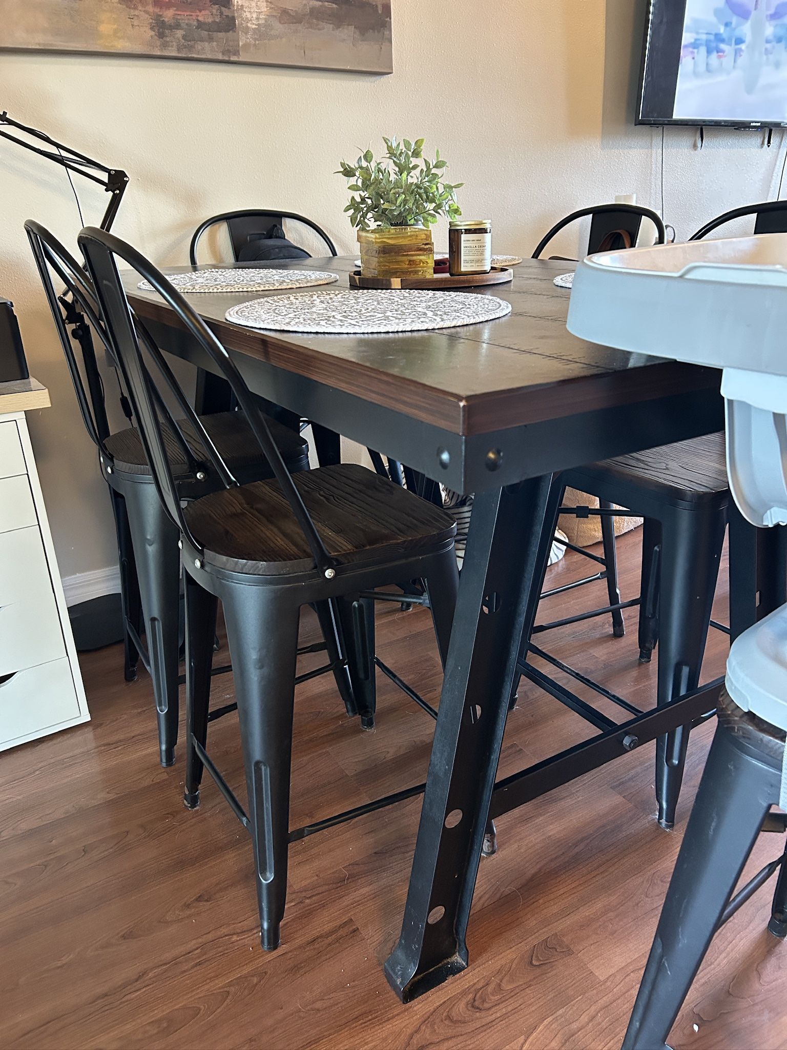 Industrial (solid wood) Kitchen Table + 6 Chairs