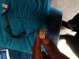 2 tone 10k gold & white gold nugget ring