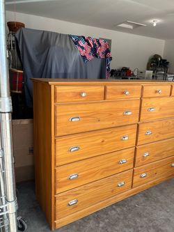 Alder Wood dresser. 8 large drawers and 4 small drawers
