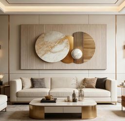 ONEOLTN Large 3D Texture Gold Geometry Canvas Wall Art 24x48 — New