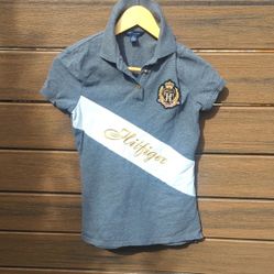 Women's Tommy Hilfiger Gray Polo Shirt - XS/Small Good Condition 