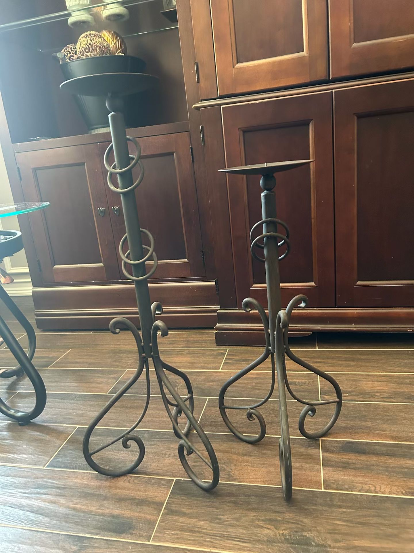 Gently Used Set Of Two Metal Candle Holders