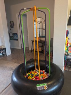M & M Sales Monkey Jump Indoor/Outdoor Rubber Tube Bouncer with Multicolor Poles