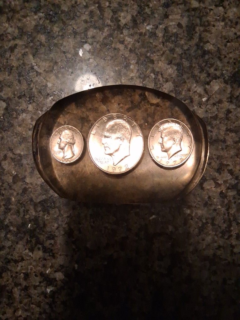 1972 Silver Ike Dollar W 1972 Kennedy Half Dollar And 1972  Quarter