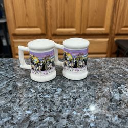 Vintage ceramic Minnesota Souvenir Stein pair of  Salt and Pepper Shakers.  Size approximately 2 1/2 inches tall.  Made in Korea.  Brand new never use