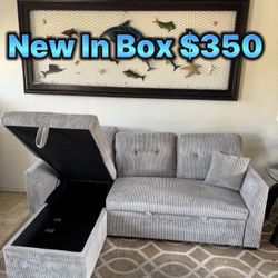 🚛🚛 Same Day Drop Off For An Extra Fee New In Box Corduroy Sectional Sofa Bed Couch 🛋️ 