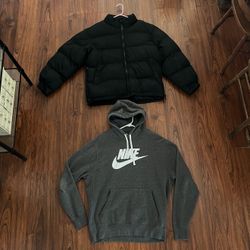 Men’s Nike Hoodie And Puffer Jacket Size L 
