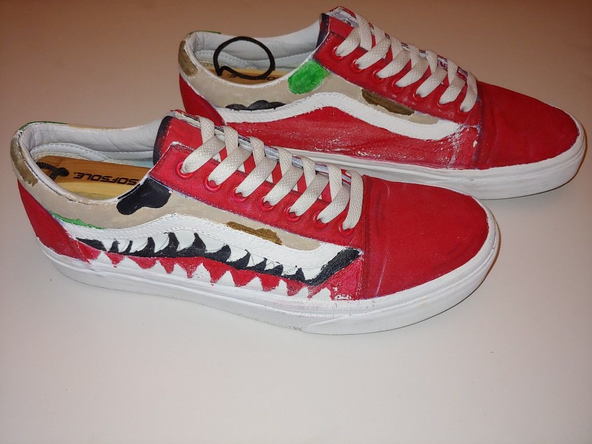 Custom Low Top Vans, Mens 10