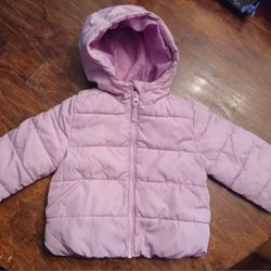 Girl's Purple Puffer Jacket Size: 12-18 Months 