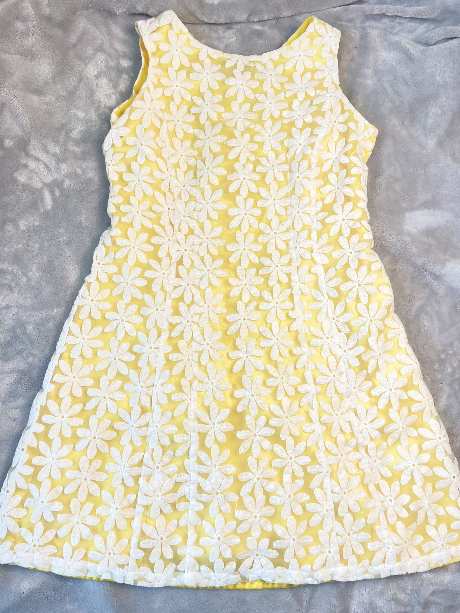 Dress Yellow And White Daisy, Tapered, Sleeveless