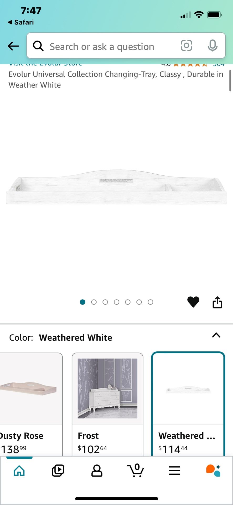 Evolur Universal Collection Changing Tray Classy Durable In Brush White