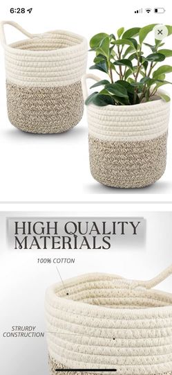 Hanging Woven Wall Basket - Small Hanging Basket for Farmhouse Wall Decor, Cotton Rope Baskets, Hanging Storage Baskets for Farmhouse Decor - Hanging 