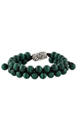 David Yurman Malachite & Sterling Silver Bracelet 