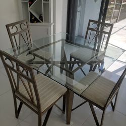 Glass Square Table With 4 Chairs