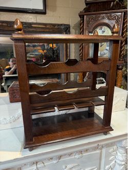 Vintage solid wood wine bottle, wine, glass rack