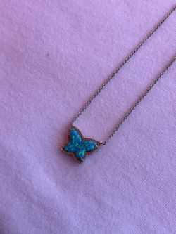 Kendra Scott ocean Blue Kyocera Opal Butterfly Necklace 