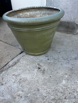Used round durable fiberglass planter