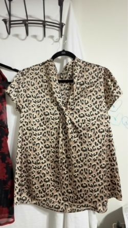 Leopard Print Short Sleeve Blouse