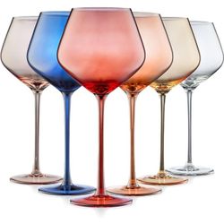 ANGELA & SOPHIA Set Of 6 22oz Italian Style Long Stem Colored Wine Glasses(Case)