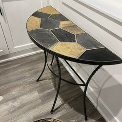 Wrought Iron and Stone Console/Accent Table 