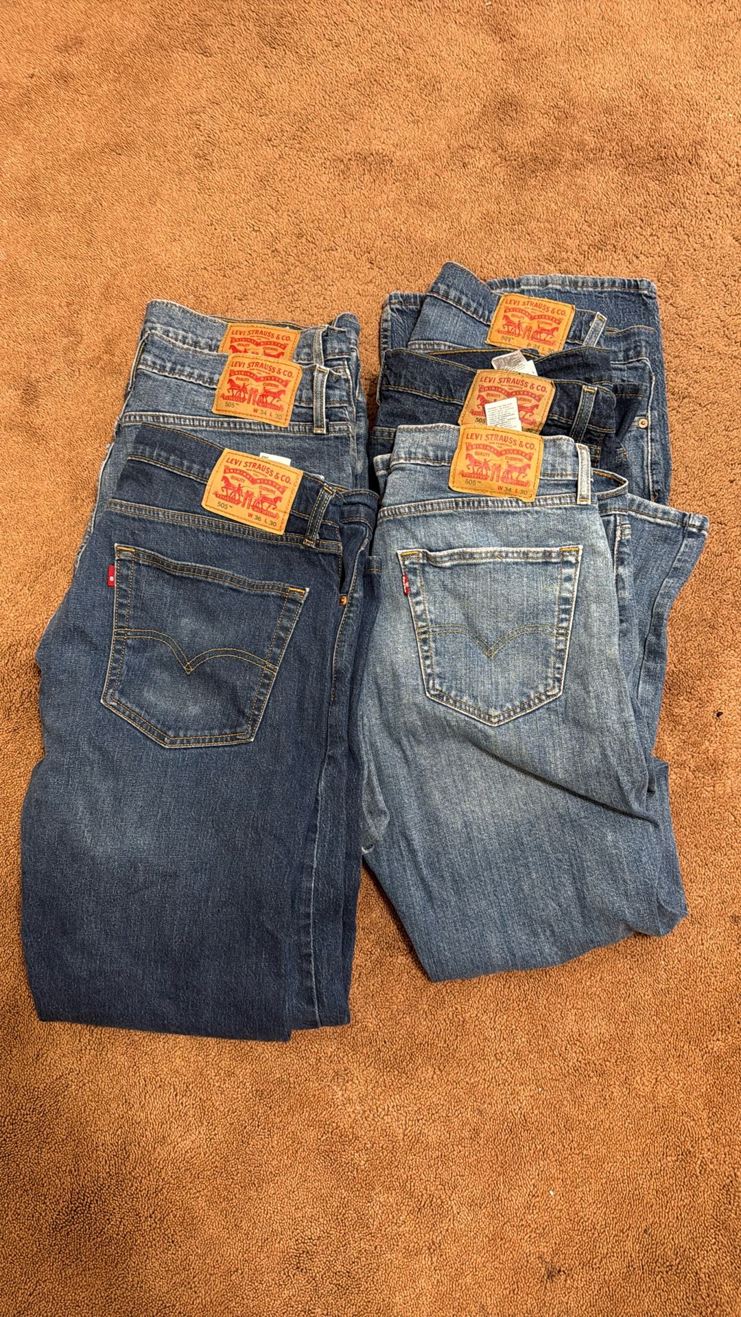 6 Pairs Of 505 Levis