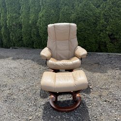 Vintage Ekornes Stressless Recliner And Footstool