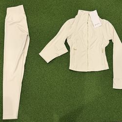 White gold zipper lulu lemon set