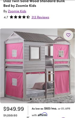 Kids Solid Wood Twin Bunk Bed